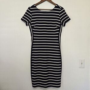 Banana Republic Knit Dress Size 8‎ Navy White Stripe Short Sleeve Career Office
